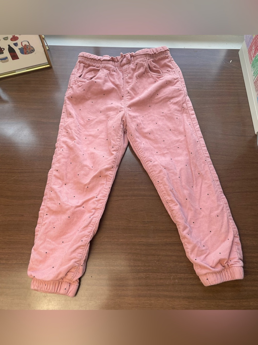 H&M Pink Corduroy Jogger Pants with Tiny Dot Print